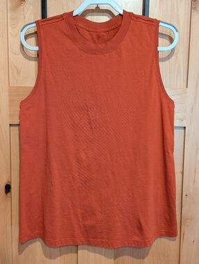 Lululemon All Yours Tank Top Pima Cotton Hip Length Sz 12/14 Aztec Brick